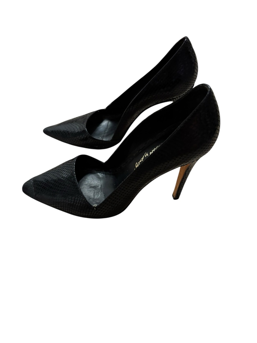 🖤 Alice + Olivia by Stacey Bendet Black Snakeskin-Textured Stiletto Pumps 🖤